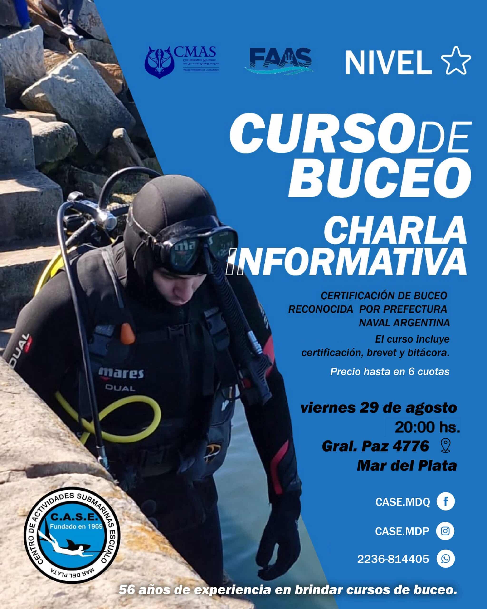 Curso de Buceo 02/2025, Charla Informativa 29/08/25 20hs.