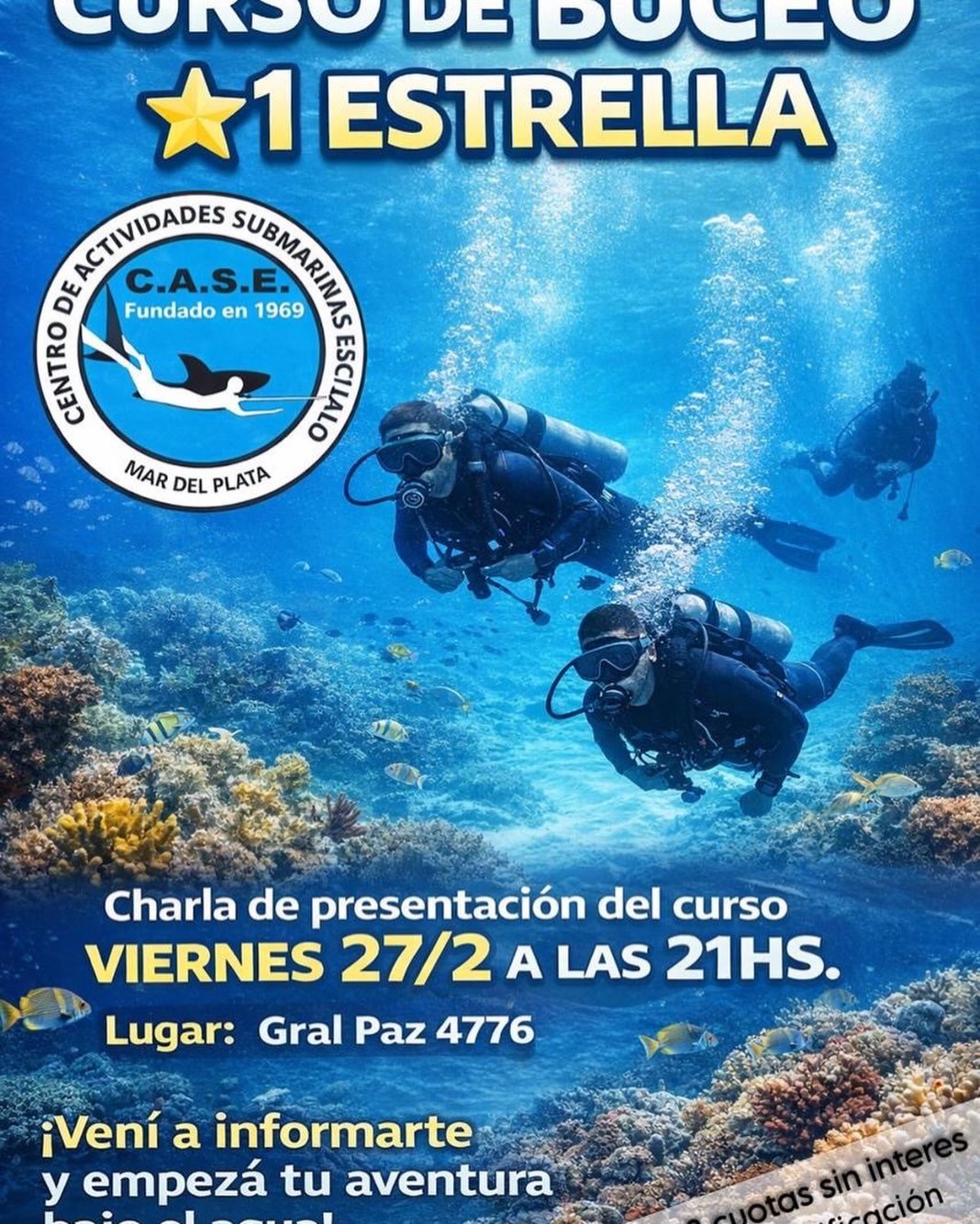 Curso de Buceo 1 Estrella - Charla de presentación 27 de febrero